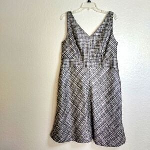 NWT Lane Bryant Isabel Toledo Plus Tweed Beige Black Plaid Dress Sz 12